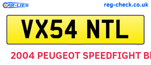 VX54NTL are the vehicle registration plates.