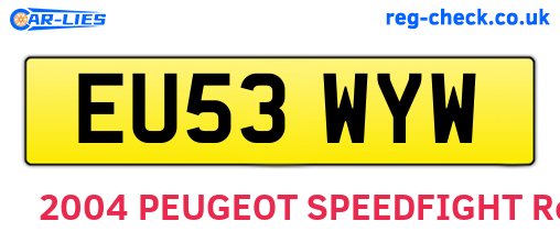 EU53WYW are the vehicle registration plates.