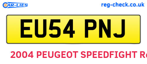 EU54PNJ are the vehicle registration plates.