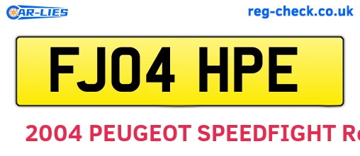 FJ04HPE are the vehicle registration plates.