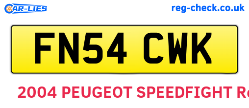 FN54CWK are the vehicle registration plates.