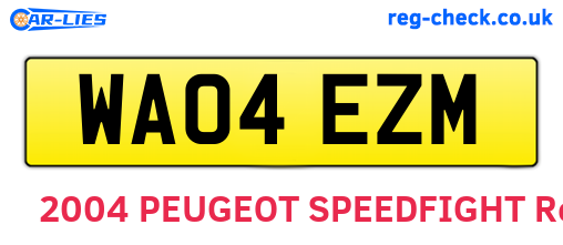 WA04EZM are the vehicle registration plates.