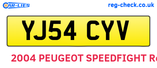 YJ54CYV are the vehicle registration plates.