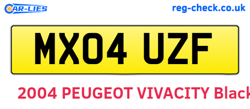 MX04UZF are the vehicle registration plates.