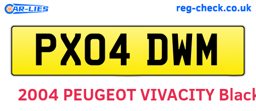 PX04DWM are the vehicle registration plates.