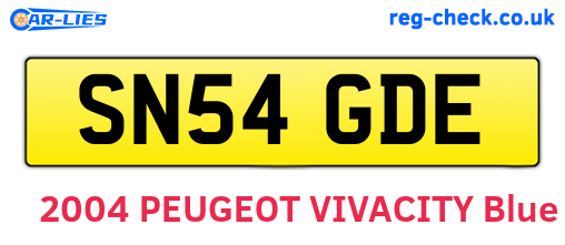 SN54GDE are the vehicle registration plates.