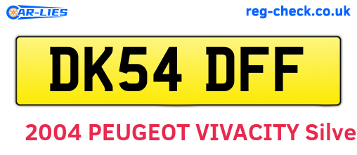 DK54DFF are the vehicle registration plates.