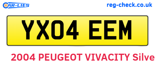 YX04EEM are the vehicle registration plates.