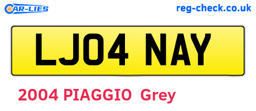LJ04NAY are the vehicle registration plates.