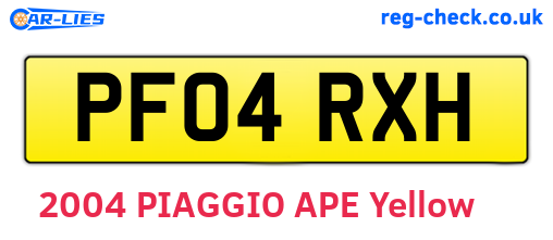 PF04RXH are the vehicle registration plates.