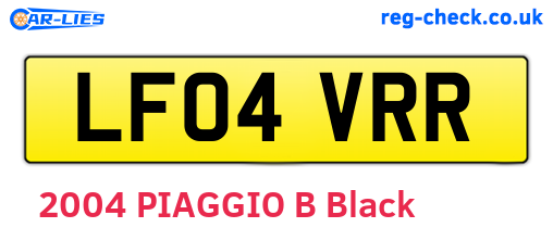 LF04VRR are the vehicle registration plates.