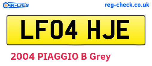 LF04HJE are the vehicle registration plates.