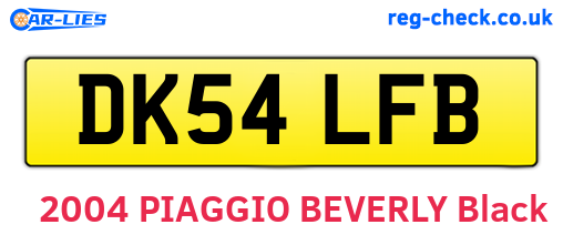 DK54LFB are the vehicle registration plates.