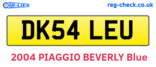 DK54LEU are the vehicle registration plates.