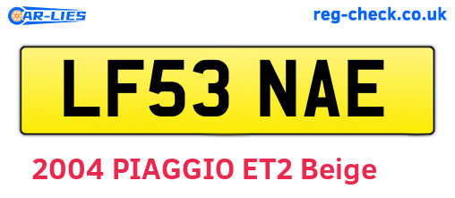 LF53NAE are the vehicle registration plates.