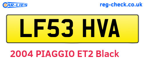 LF53HVA are the vehicle registration plates.
