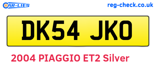 DK54JKO are the vehicle registration plates.