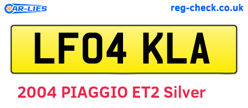 LF04KLA are the vehicle registration plates.