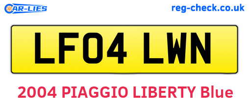 LF04LWN are the vehicle registration plates.