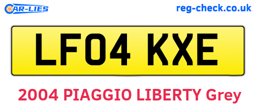 LF04KXE are the vehicle registration plates.