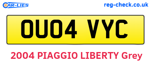 OU04VYC are the vehicle registration plates.