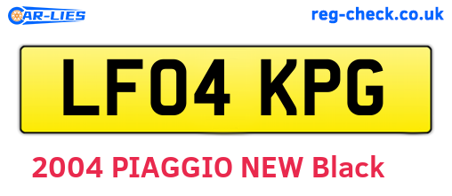 LF04KPG are the vehicle registration plates.