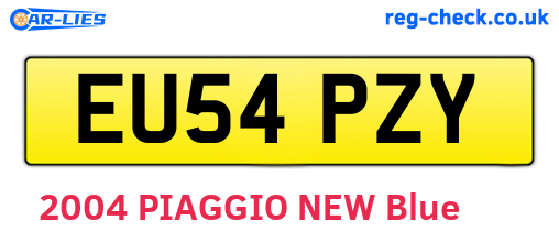 EU54PZY are the vehicle registration plates.