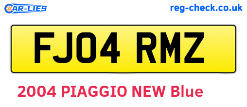 FJ04RMZ are the vehicle registration plates.