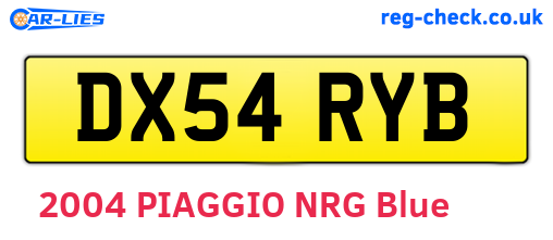 DX54RYB are the vehicle registration plates.