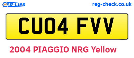 CU04FVV are the vehicle registration plates.