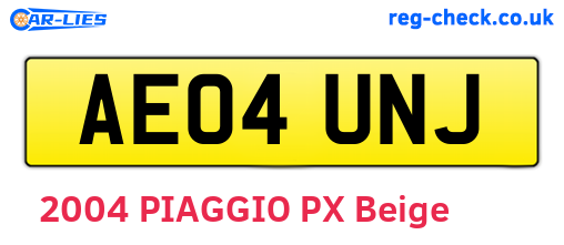 AE04UNJ are the vehicle registration plates.