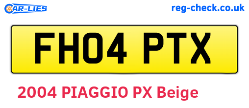 FH04PTX are the vehicle registration plates.