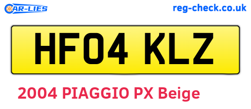 HF04KLZ are the vehicle registration plates.