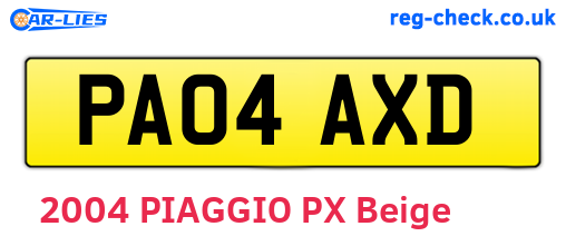 PA04AXD are the vehicle registration plates.