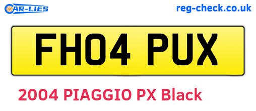 FH04PUX are the vehicle registration plates.