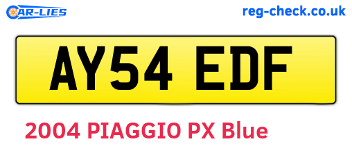 AY54EDF are the vehicle registration plates.