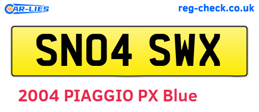 SN04SWX are the vehicle registration plates.