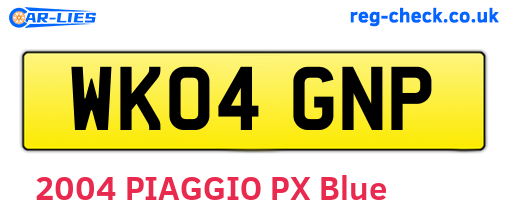 WK04GNP are the vehicle registration plates.