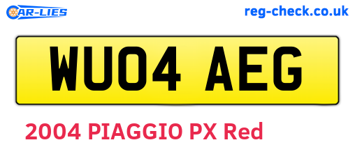 WU04AEG are the vehicle registration plates.