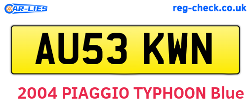 AU53KWN are the vehicle registration plates.
