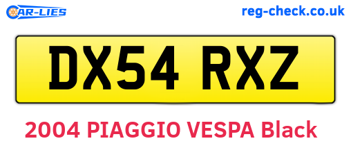 DX54RXZ are the vehicle registration plates.