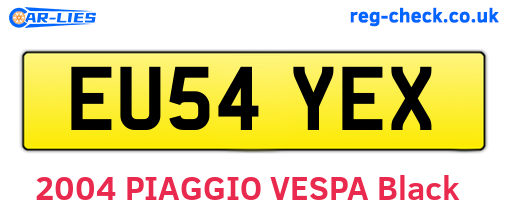 EU54YEX are the vehicle registration plates.