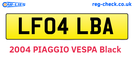 LF04LBA are the vehicle registration plates.