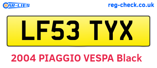 LF53TYX are the vehicle registration plates.