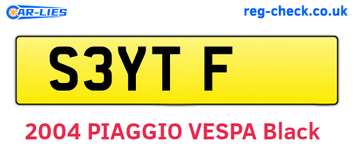 S3YTF are the vehicle registration plates.