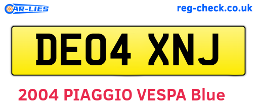 DE04XNJ are the vehicle registration plates.