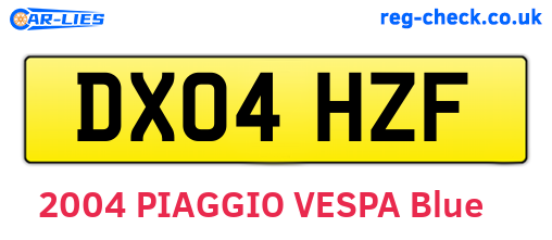 DX04HZF are the vehicle registration plates.