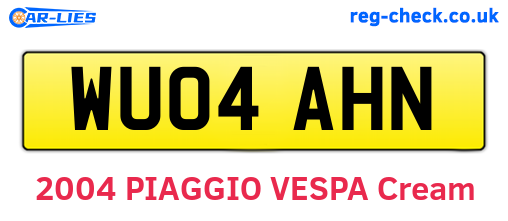 WU04AHN are the vehicle registration plates.