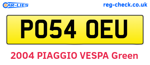 PO54OEU are the vehicle registration plates.
