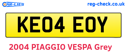 KE04EOY are the vehicle registration plates.